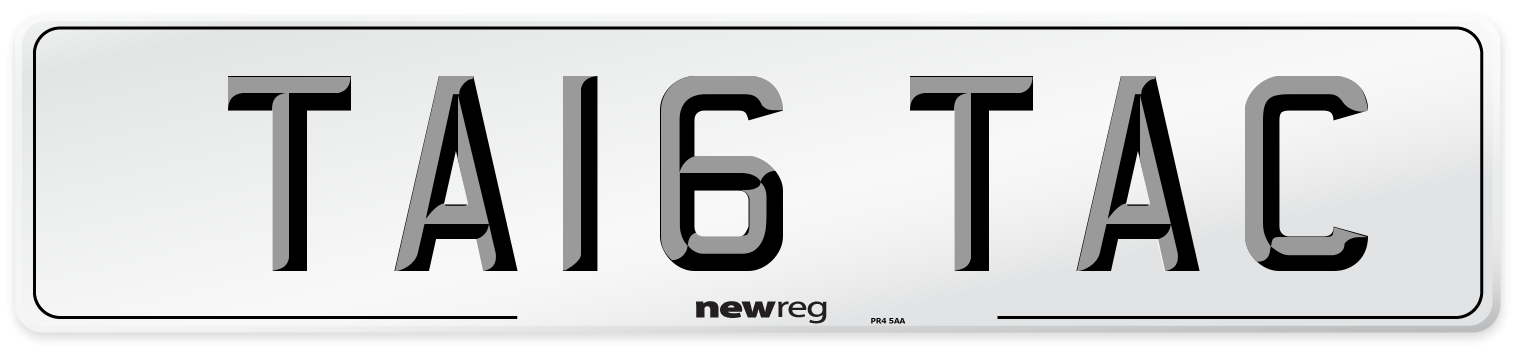 TA16 TAC Number Plate from New Reg